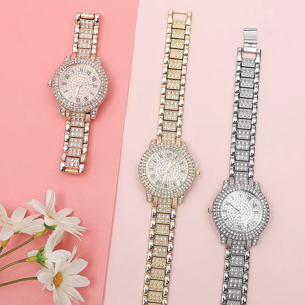 Men's luxury diamond steel waterproof clock, smooth Arabic numeral watch, top brand, hip-hop, men's fashion, direct_voghion.com
