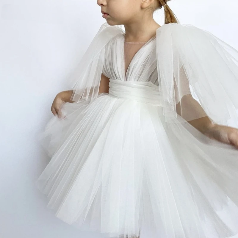 

Fashion Baby Girl Princess Tutu Dress Cap Sleeve Infant Toddler Gauze Vestido Party Wedding Pageant Birthday Baby Clothes 1-12Y