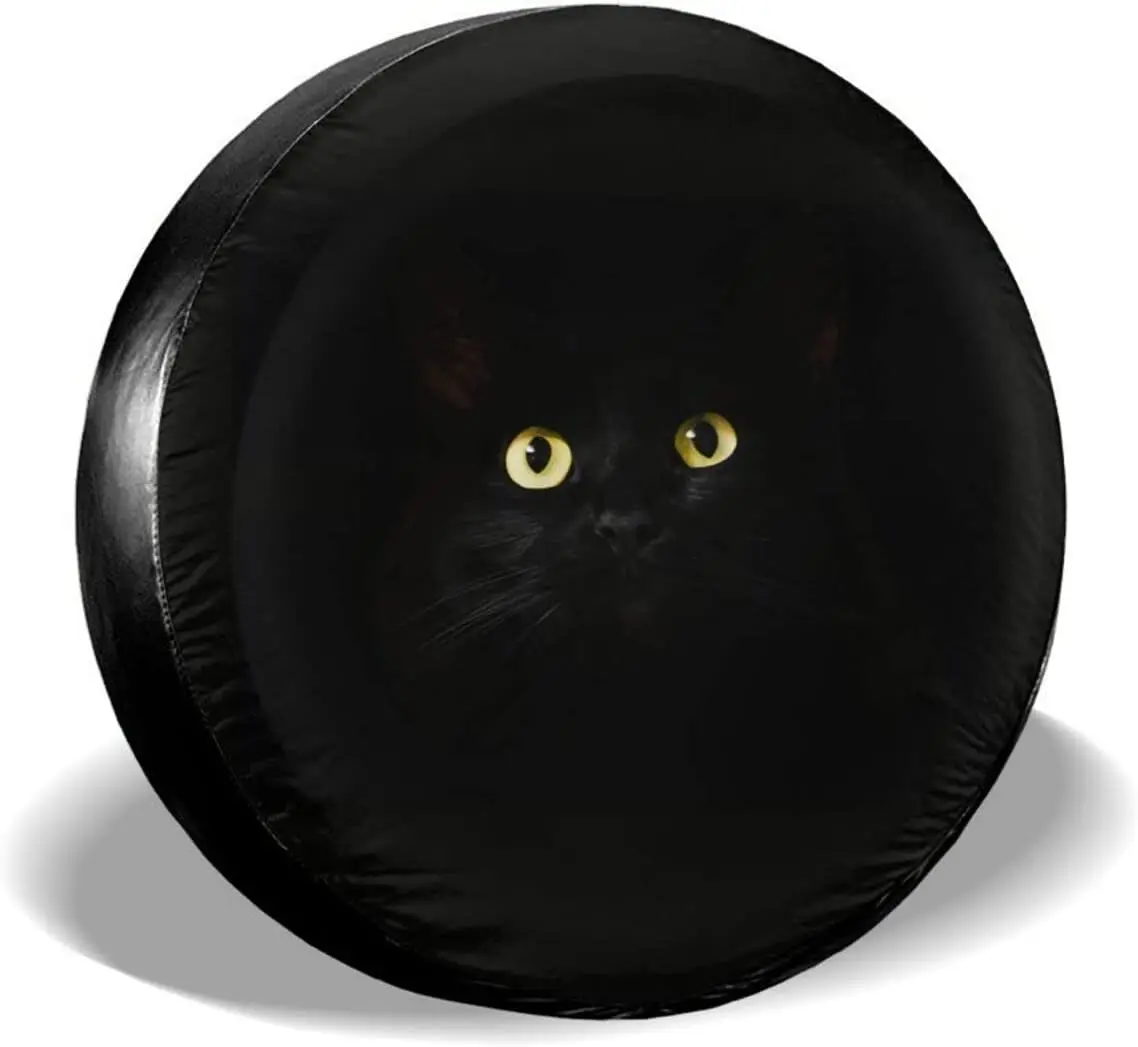 

Черная кошка с желтыми глазами запасная крышка шины Водонепроницаемая Пыленепроницаемая стандартная для трейлера, внедорожника, RV и