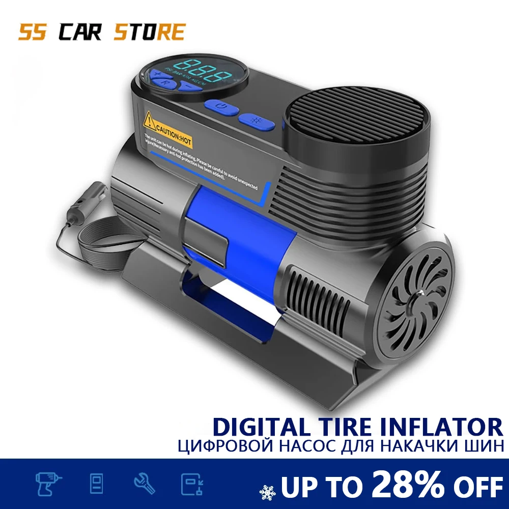 Compresor De Aire Digital Portátil Para Coche, Bomba De Inflado De 12v,  Eléctrica, Inflador De Neumáticos, Bomba Inflable, Configuración Por  Defecto - Bombas Inflables - AliExpress