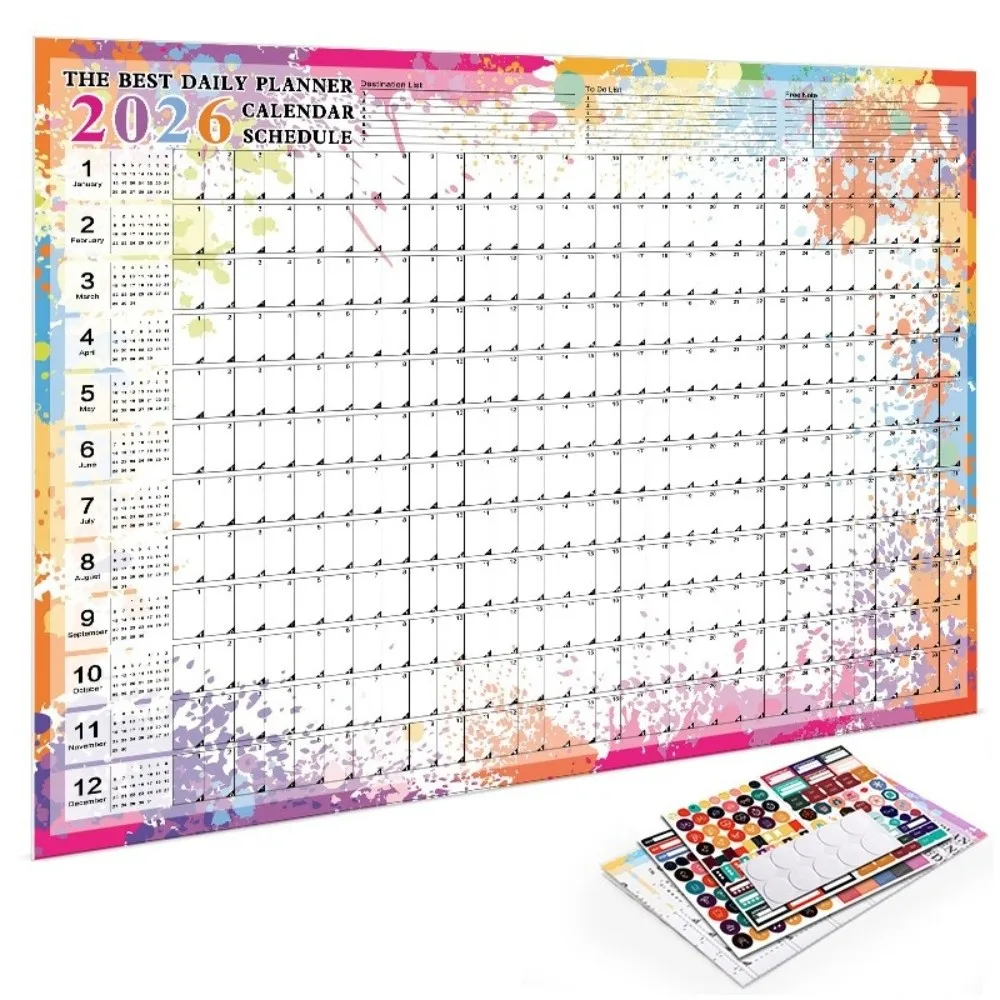 Large Wall Calendar and Daily Planner - Annual Agenda Organizer with To-Do List and Yearly Schedule