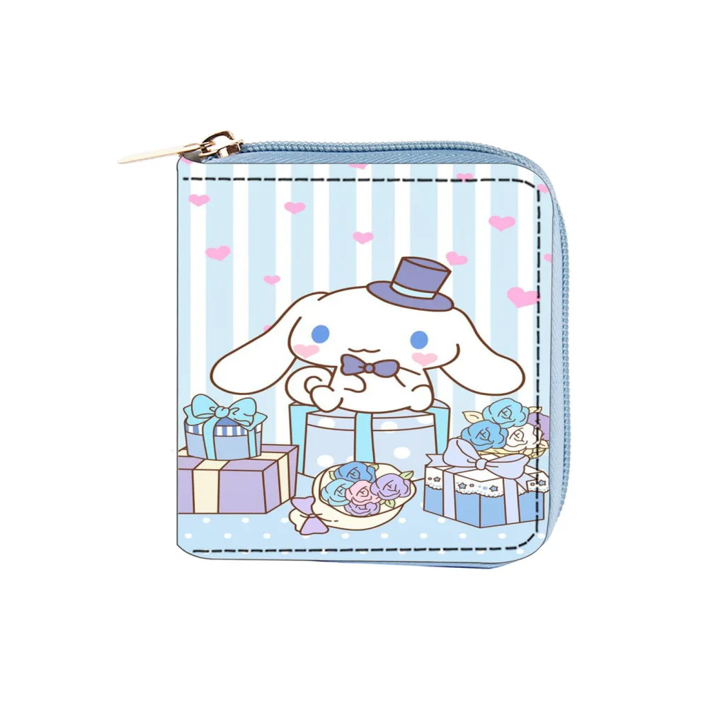 

Sanrio Women Purse Girl PU Zipper Short Small Purse Cartoon Peripheral Cinnamoroll Print Student Multi-function Storage Bag