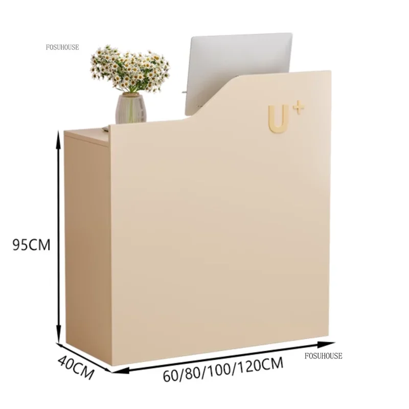 Modern Simple Office Reception Desks Clothing Store Front Desk Cashier Small Bar Table Beauty Salon Reception Desk Counter B
