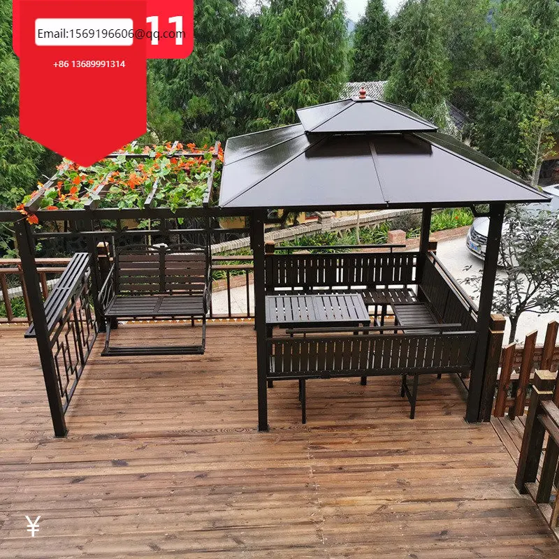 

Gazebo Outdoor Courtyard Solid Wood Grape Shelf Awning Antiseptic Swing Villa Garden pavilion canopy