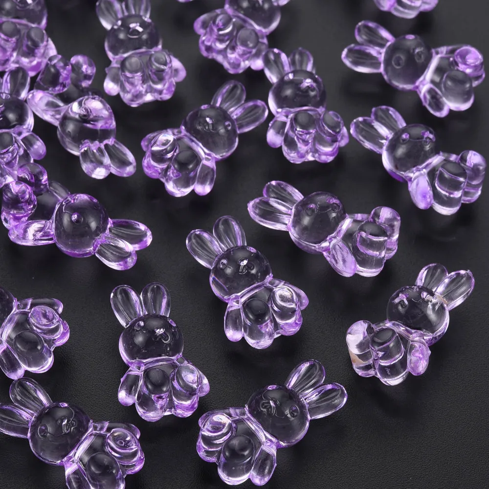 

500g Transparent Acrylic Beads Rabbit Blue Violet 24.5x14.5x11mm Hole: 2.5mm about 300pcs/500g