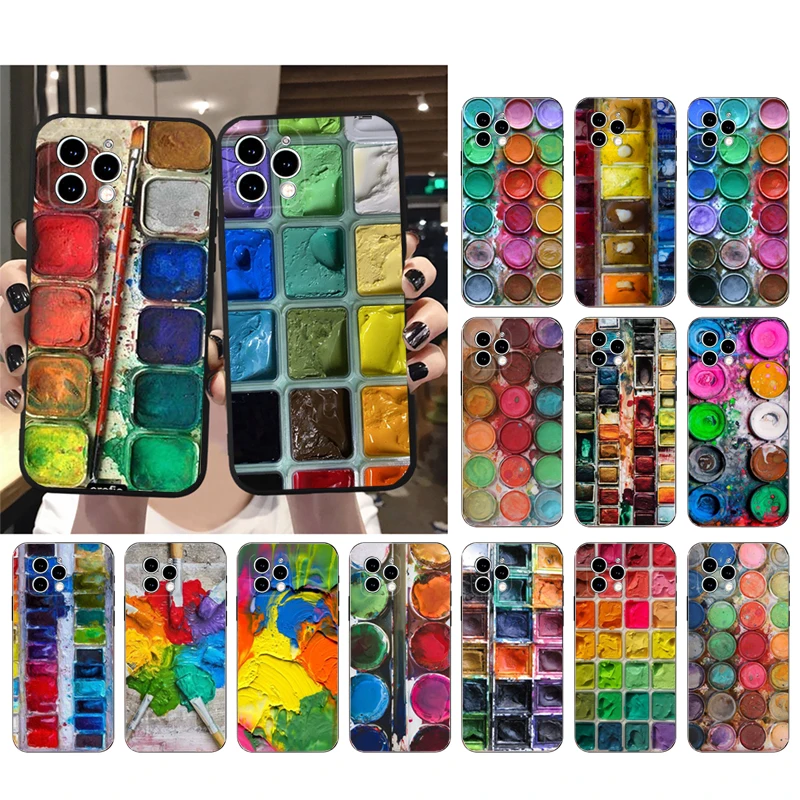 Watercolors Paint Palette Painting Box Custodia Per Telefono Per Iphone 15 14 Pro Max 13 12 11 Pro Max Xr 12 13 Mini 14 Plus Shell