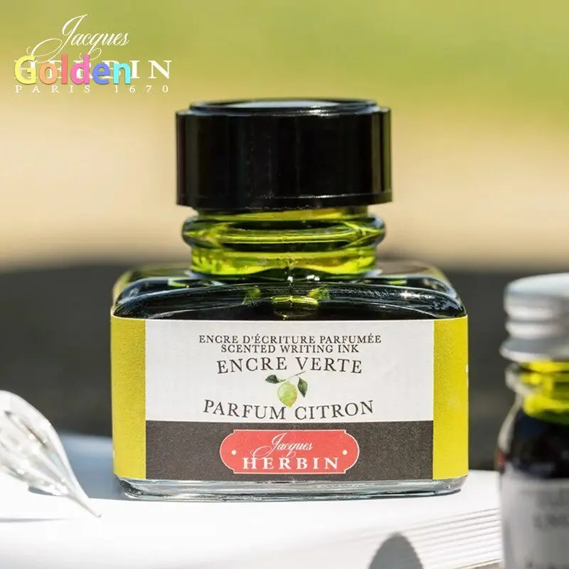 JACQUES HERBIN D 시리즈 30ml 만년필 잉크 - 비탄소성, 부드러운 필기감, 막힘 없음, 빠른 건조, 다채로운 병입 잉크