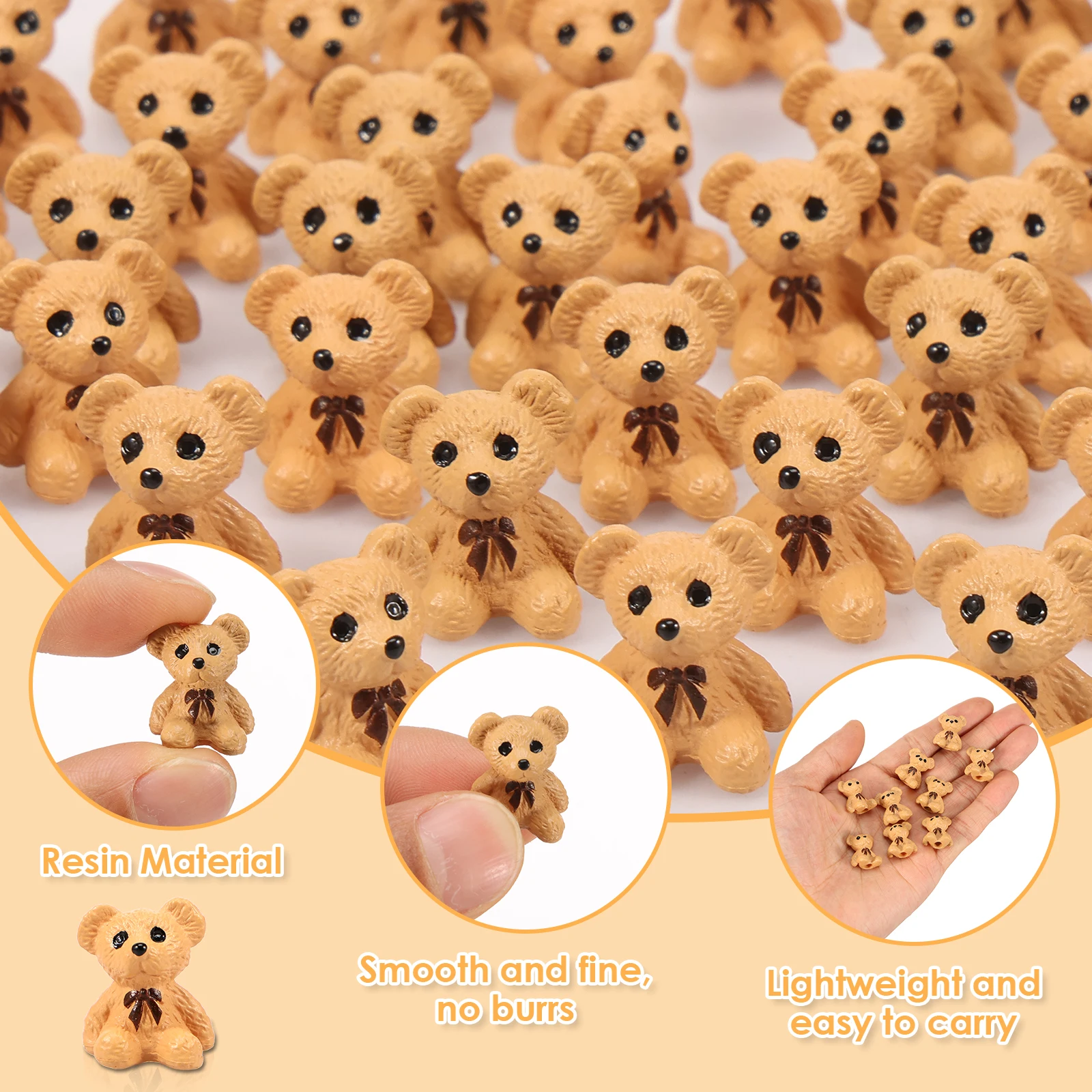 50Pcs Mini Animal Figurines Resin Little Bear Model Miniature Landscape Garden Plant Desktop Decoration DIY Handmade Accessories