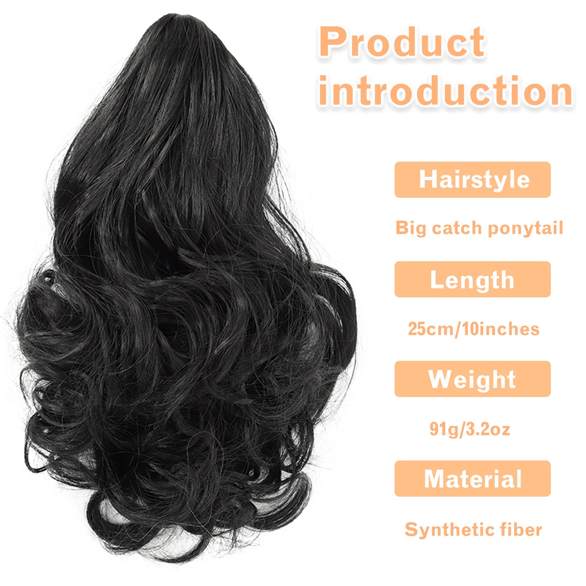 Synthetic catch clip ponytail curly hair wig clip fake ponytail on a woman's ponytail curly heat-resistant wig hair extension