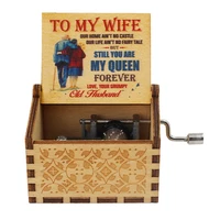 Carving Wooden Hand Crank Music Box, Mini Musical Box, You Are My Sunshine, Birthday Gift for Wife/Husband, Children's Day Gifts 2