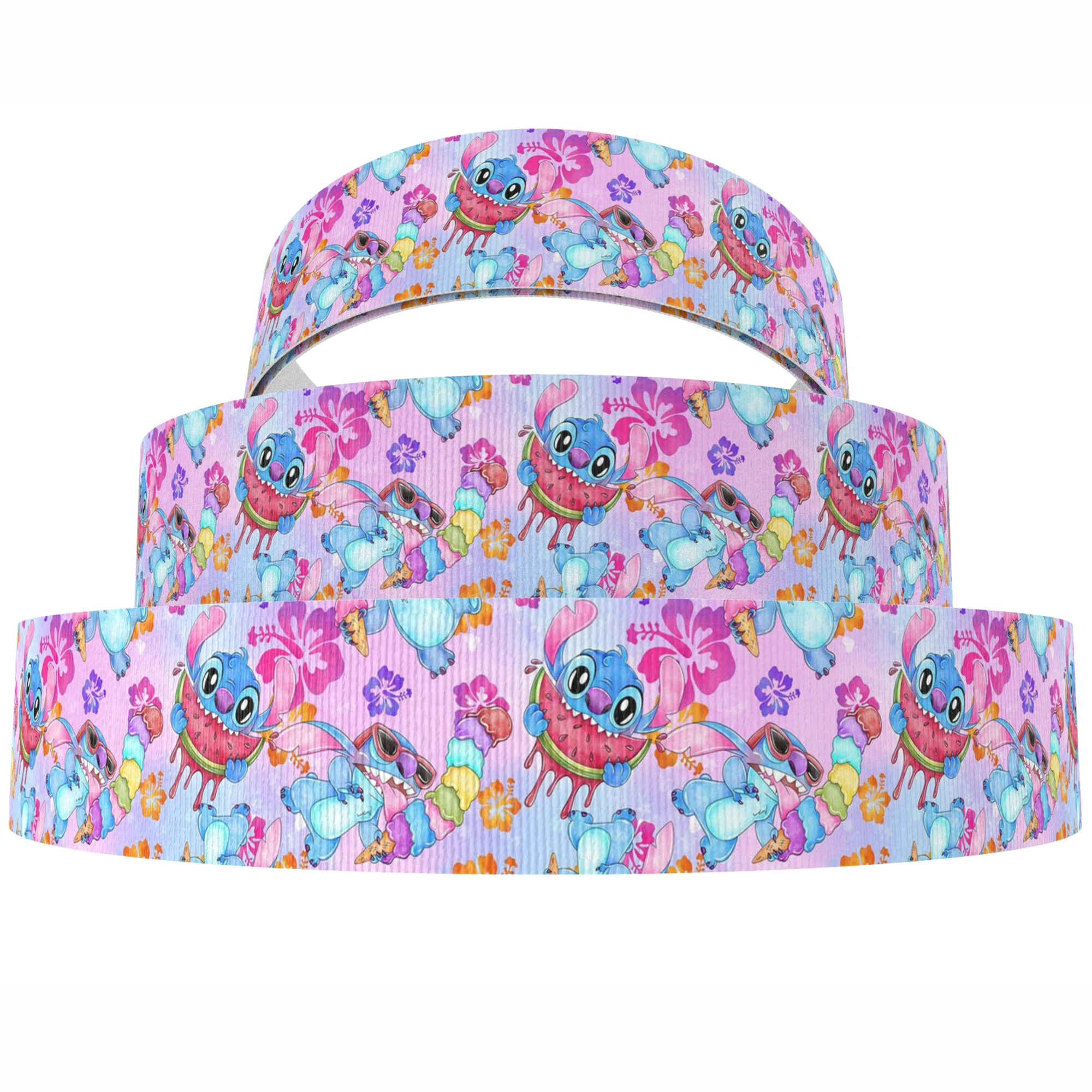 Grosgrain Ribbon Disney 5 Yards Multi Size Lilo And Stitch Marie Cat Printed For Hairbows DIY Craft Supplies Cartoon Ribbons