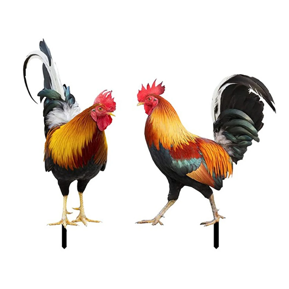 

Rooster Chicken Statue Outdoor Garden Yard Art Figure Sculpture Rooster Ground Plug Outdoor Garden Decoration Figurines Ornament