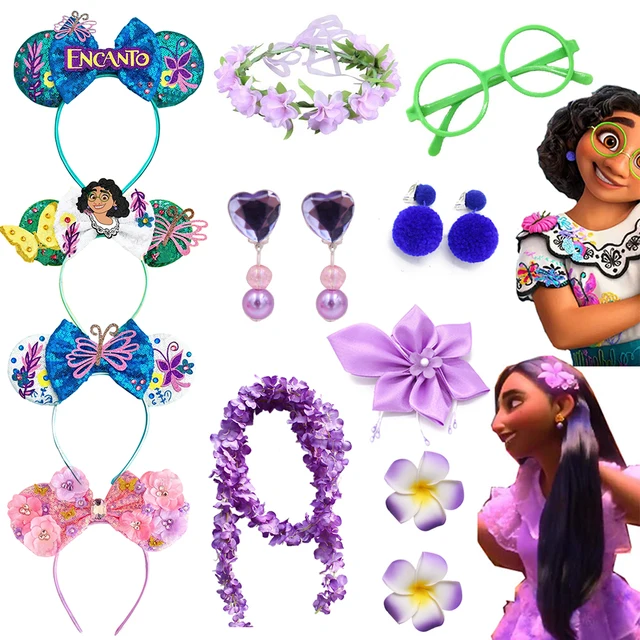 Disney Anime Movie Encanto Figure Mirabel Cosplay Glasses Frame Earrings Isabella Hair Accessories Kids Christmas Birthday Gift 1
