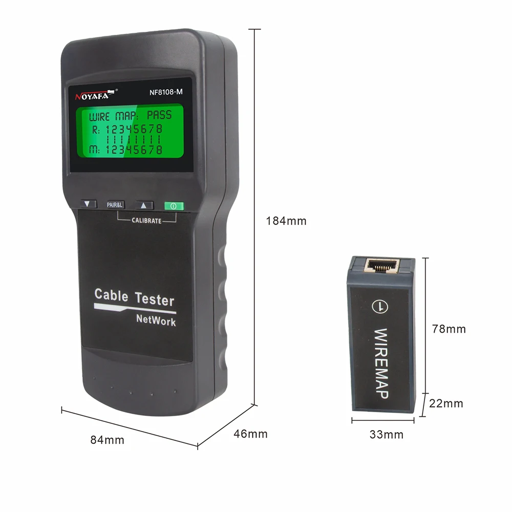 NOYAFA NF-8108M Digital Network LAN Cable Tester Meter RJ45 5E, 6E Coaxial Cable Tracker Tool Measure Network Cable Length 5