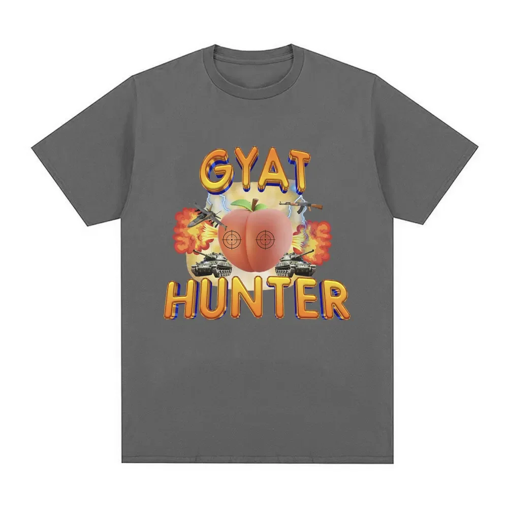 Gyat Hunter Funny Meme T-shirt Women's Fashion Retro Short sleeved T-shirt Casual Loose Large T-shirt Street Clothing 6