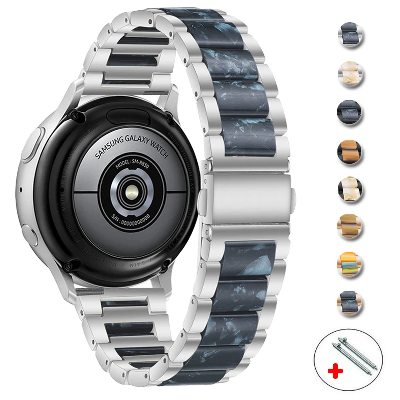 20 mm band för Samsung Galaxy Watch 3 41 mm 45 mm Active 2 40 mm 44 mm Gear S3 stål+hartsrem för Huawei GT3 22 mm Amazfit gts 3_voghion.com