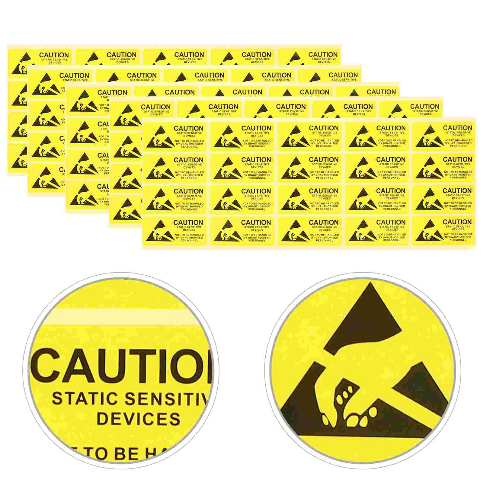 

450pcs 55x25mm Static Devices Labels Warning Sign Wall Sticker Wallpaper Shop Decals for School Office Building (Yellow)
