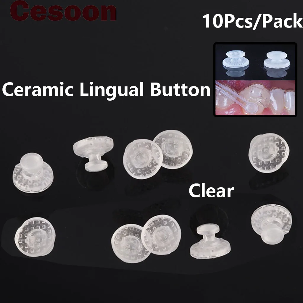 

Cesoon 10Pcs/Pack Dental Orthodontics Lingual Button Transparent Ceramic Composite Round Base Bondable Dentist Ortho Materials