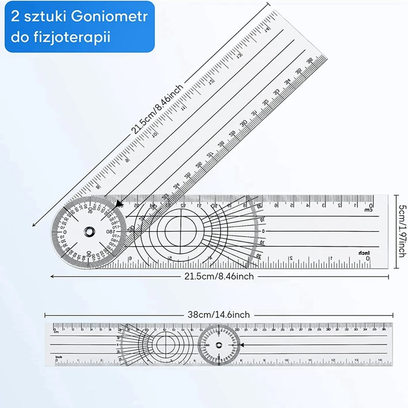 Goniometer Physiotherapy 360 Degree Rotation Protractor Physiotherapy PVC For Physiotherapy Sports Therapy 4 Pieces