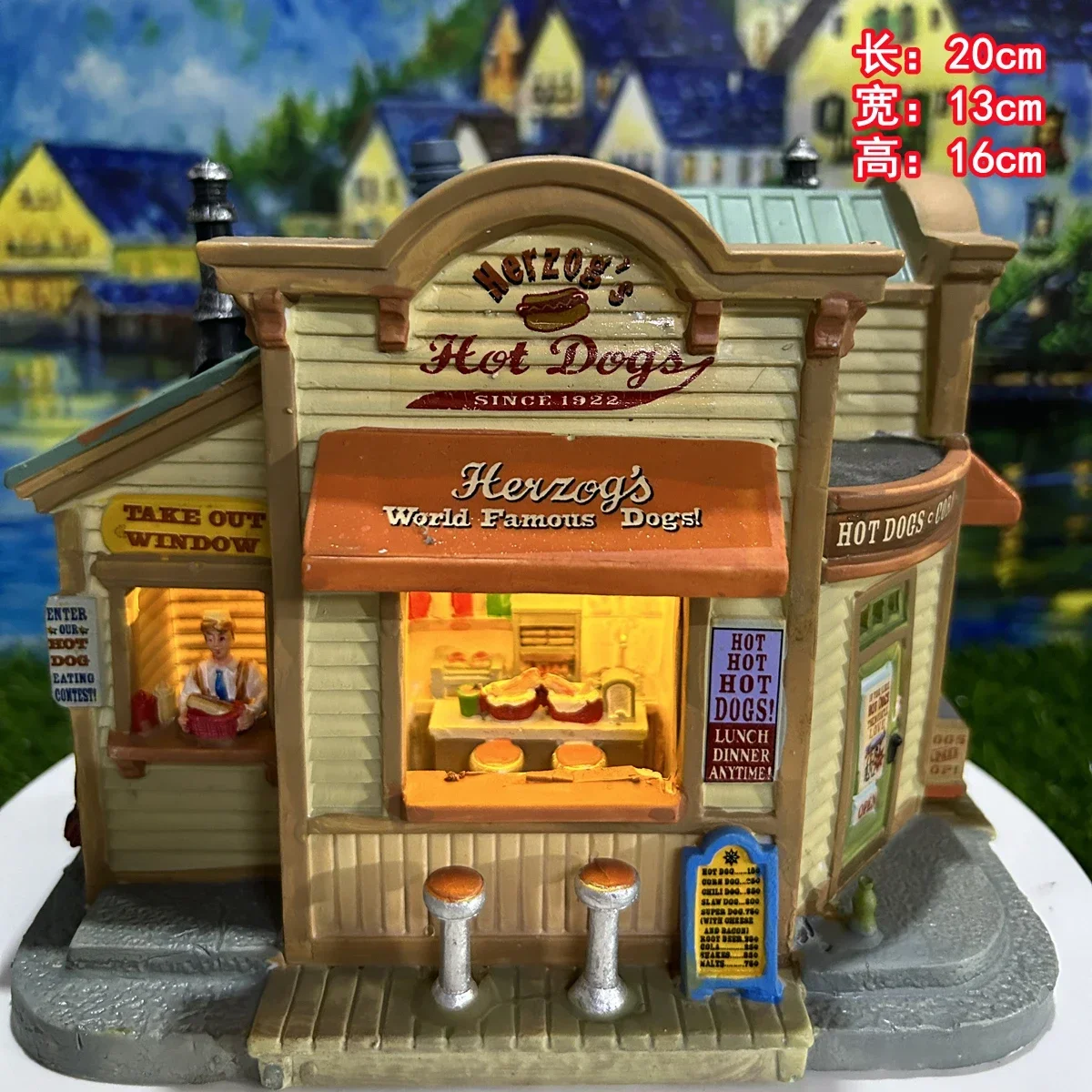 

Lemax Creative Ceramic Painted Night Lamp House Miniature Version of European Building Home Furnishing Living Room Ornament Gift