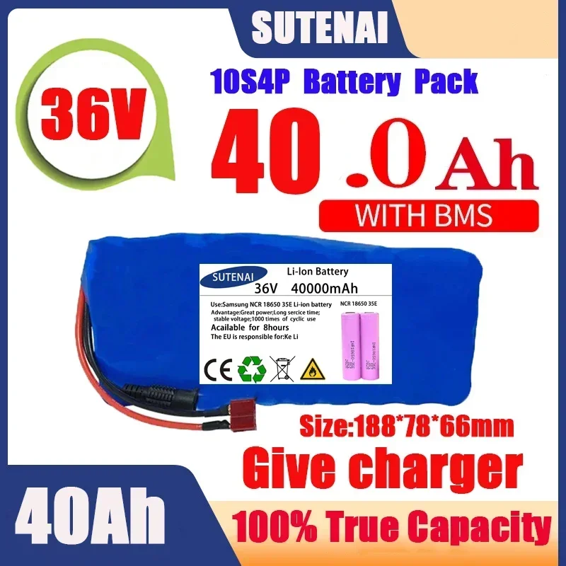 

Original 36V battery 10S4P120Ah battery pack 500W high power battery 42V 120000mAh Ebike electric bike BMS+42V2A Charger
