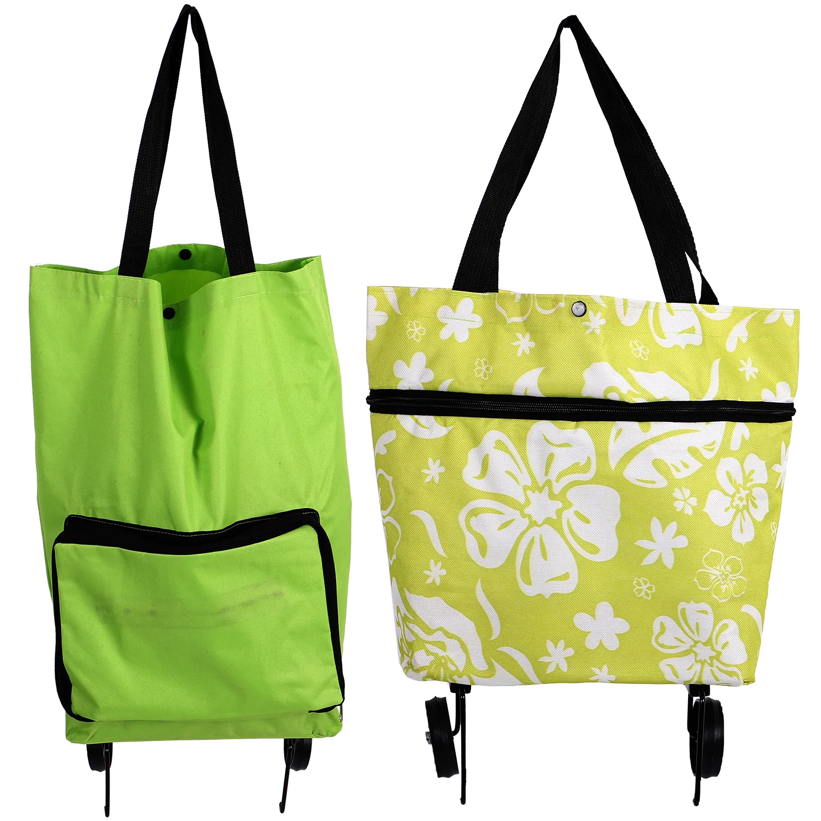 

2Pcs Shopping Bag with Wheels Grocery Bag Foldable Shopping Trolley Shopping Trolley Pouch