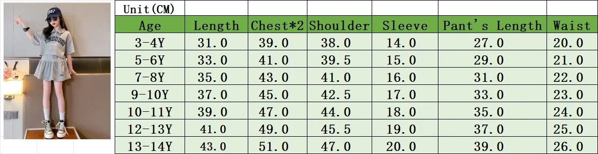 Children's Top and Bottom Two Pieces Girls Juvenile Loungwear Outfit Polo Short T Top+Short Skirt Children Sets Sale Price - Image 2