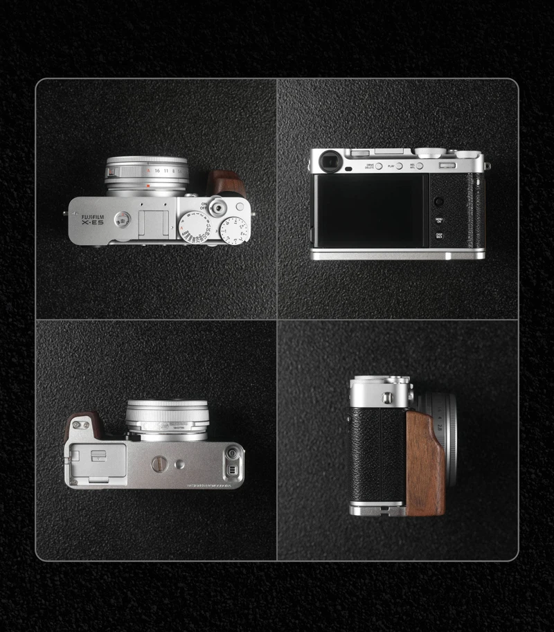Roadfisher 카메라 우드 핸드 그립 핸들 알루미늄 합금 베이스 홀더 Fujifilm X-E5 Fuji XE5 용 L 모양 퀵 릴리스 보드