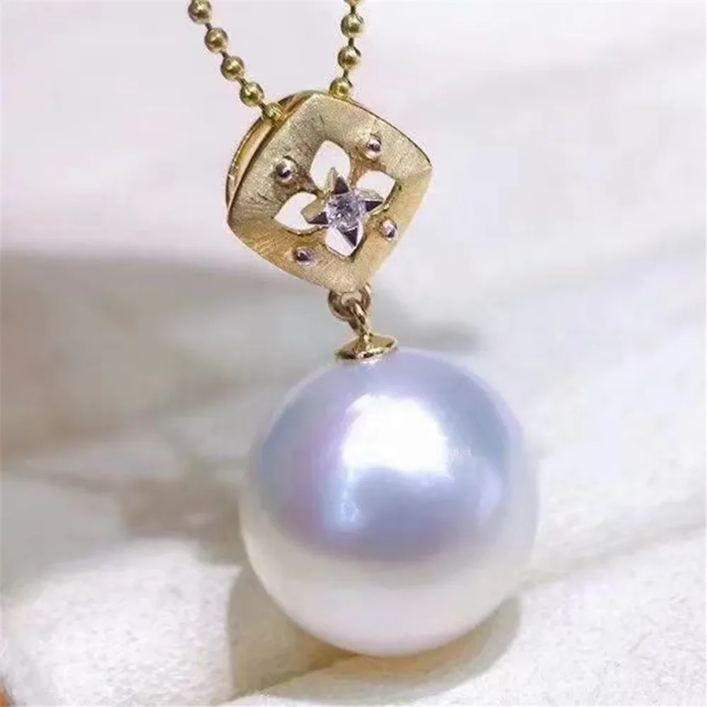 

DIY Pearl Accessories S925 Sterling Silver Pendant Empty Tray K Gold Jade Necklace Pendant Fit 8-12mm Round Oval Beads D308