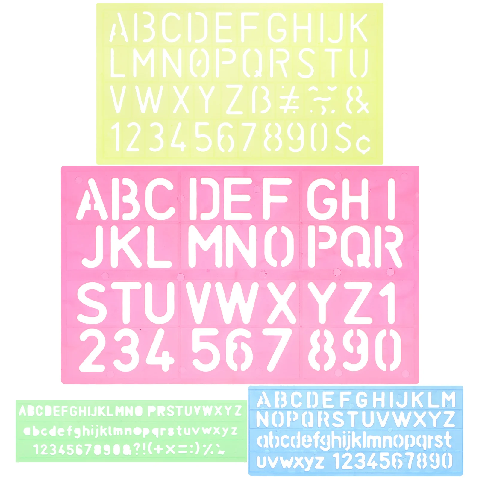 

4 Pcs Digital Letter Caliper Stencils Double-sided Alphabet Board Tracing Number Educational Playthings Spelling Plastic Toy