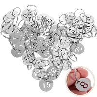 50 Pcs Stainless Steel Number Plate Key Labels with Rings Tags Round Hanging for Luggage Metal Numbered Keyring 2