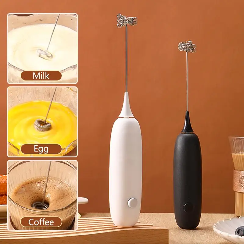 Electric Milk Frother Battery Operated Handheld Coffee Milk Foamer Egg Beater Wireless Foam Maker Drink Mixer Cooking Accessorie