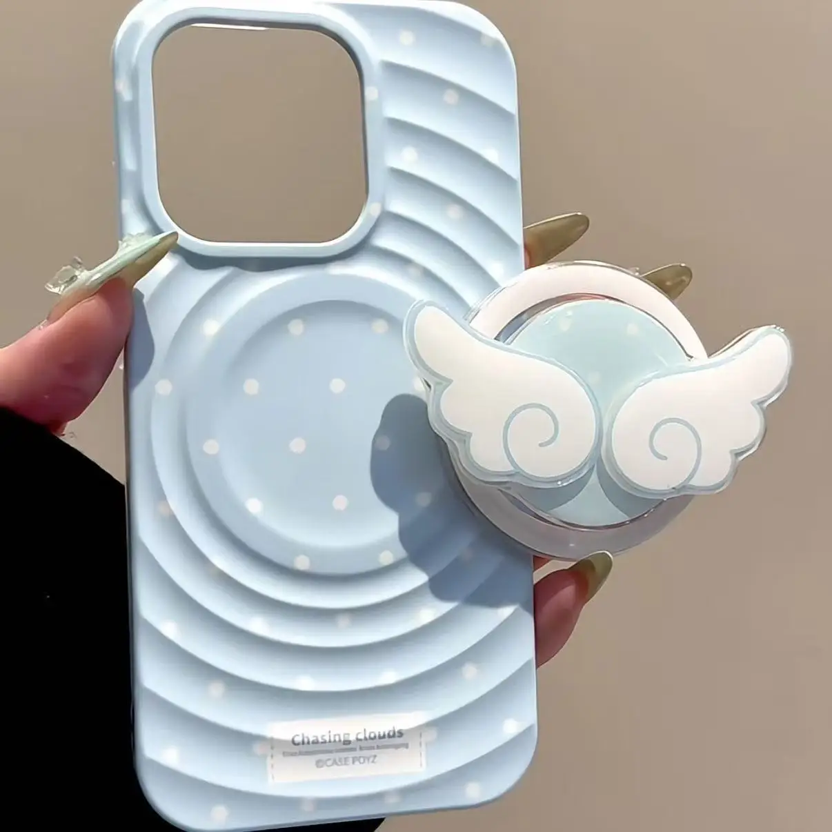 Wing Cartoon Magnetic Griptok Phone Stand with Wireless Charging Capability