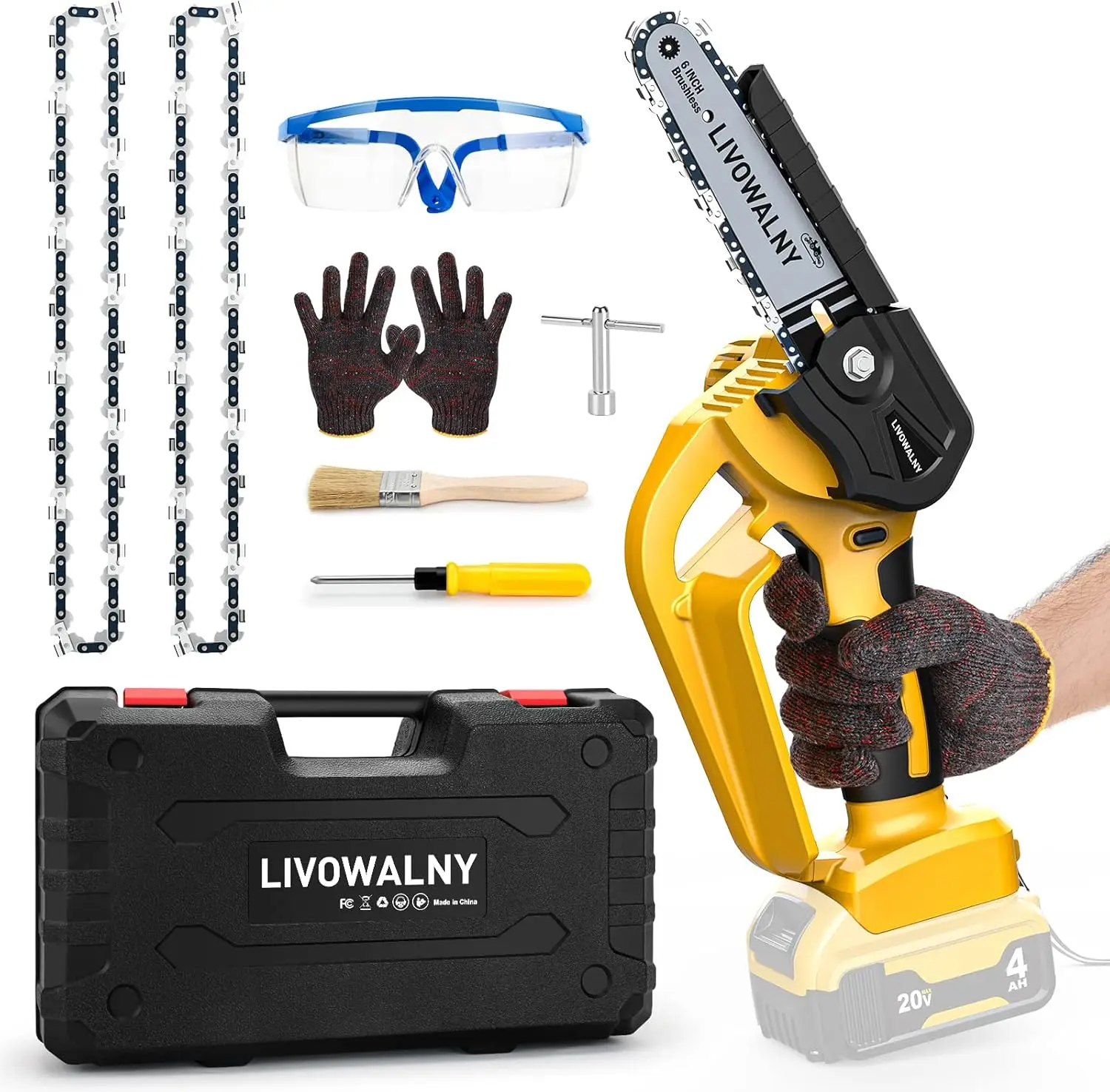 

Мини-бензопила для аккумулятора DeWalt 20 в: Беспроводная Электрическая цепная пила-ручной 6-дюймовый инструмент для обрезки (без батареи)