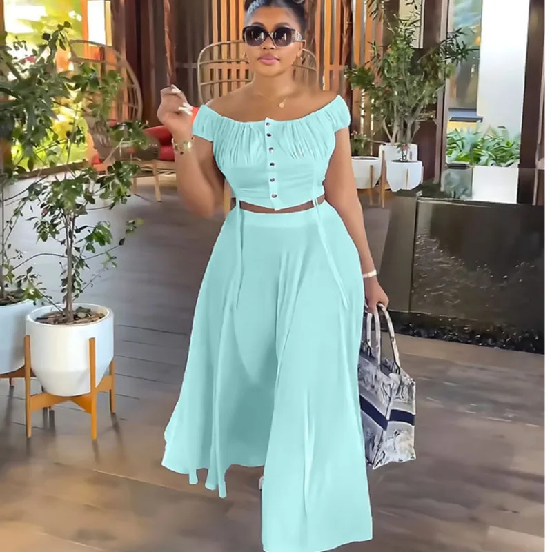 2024 New Fashion Simple and Elegant One Shoulder Short Top A-line Hanging Sense Women's Summer Skirt Elegant Set Two Pieces