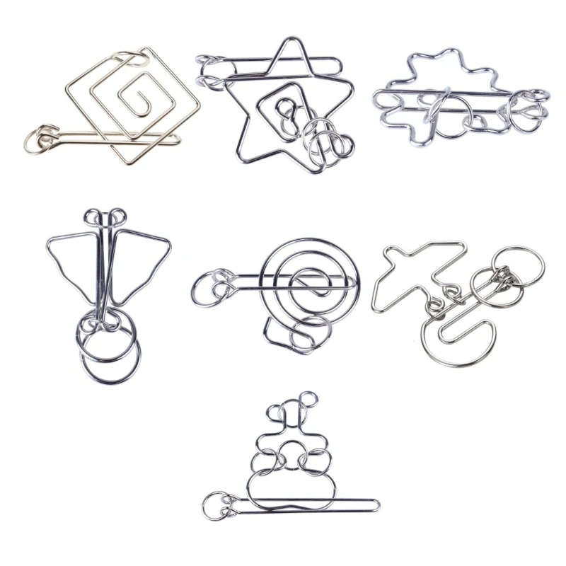 

Metal Wire Rings Puzzle Set Interlocked Teaser Game Adult Party Props P31B