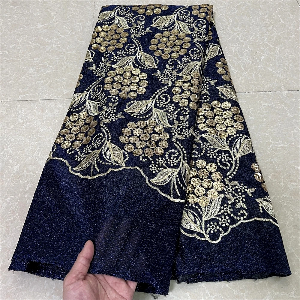 

2024High Quality African Nigerian Tulle Lace Fabric Organza Embroidery Guipure Party Gown Dress Brocade Jacquard Wedding 5Yard