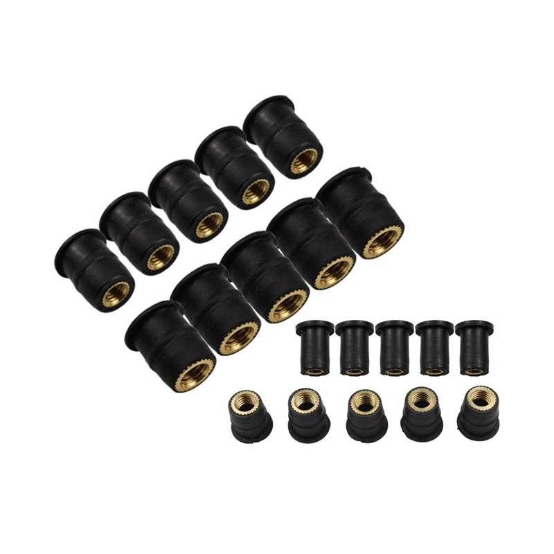 Motorcycle Accessories 10Pcs M4 M5 M6 Metric Rubber Well Nuts Windshield Rivet Nut Crews Bolts For Honda Suzuki Yamaha Kawasaki