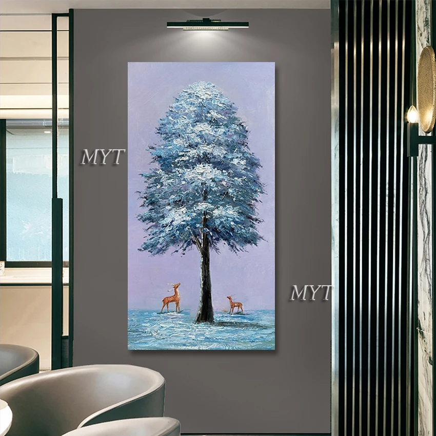 

Large Canvas Art Tree Handmade Abstract Oil Painting High Quality Home Decoration Wall Canvas Picture For Living Room Frameless