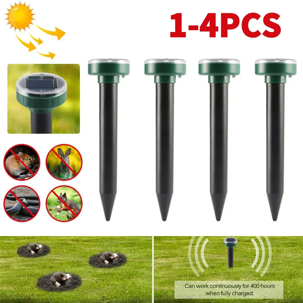 1/2/4PCS Solar Ultrasonic Electronic Mouse Repeller Garden Snake Repeller Insect High Power Vibration IP64 Sun Charging