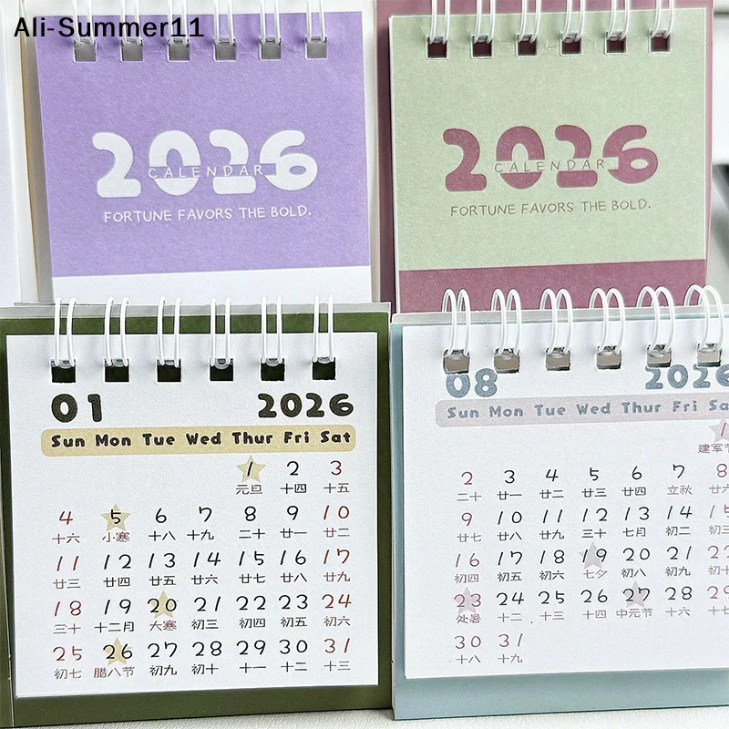 【A6L】【WG】2026 미니 심플 캘린더 소형 책상 캘린더 크리에이티브 코일 캘린더 플래너 데스크탑 장식 사무용품