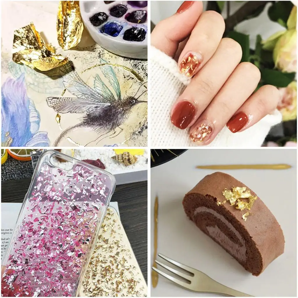 Gold Leaf Flakes for Crafting and Nail Art - Large, Stunning Flakes