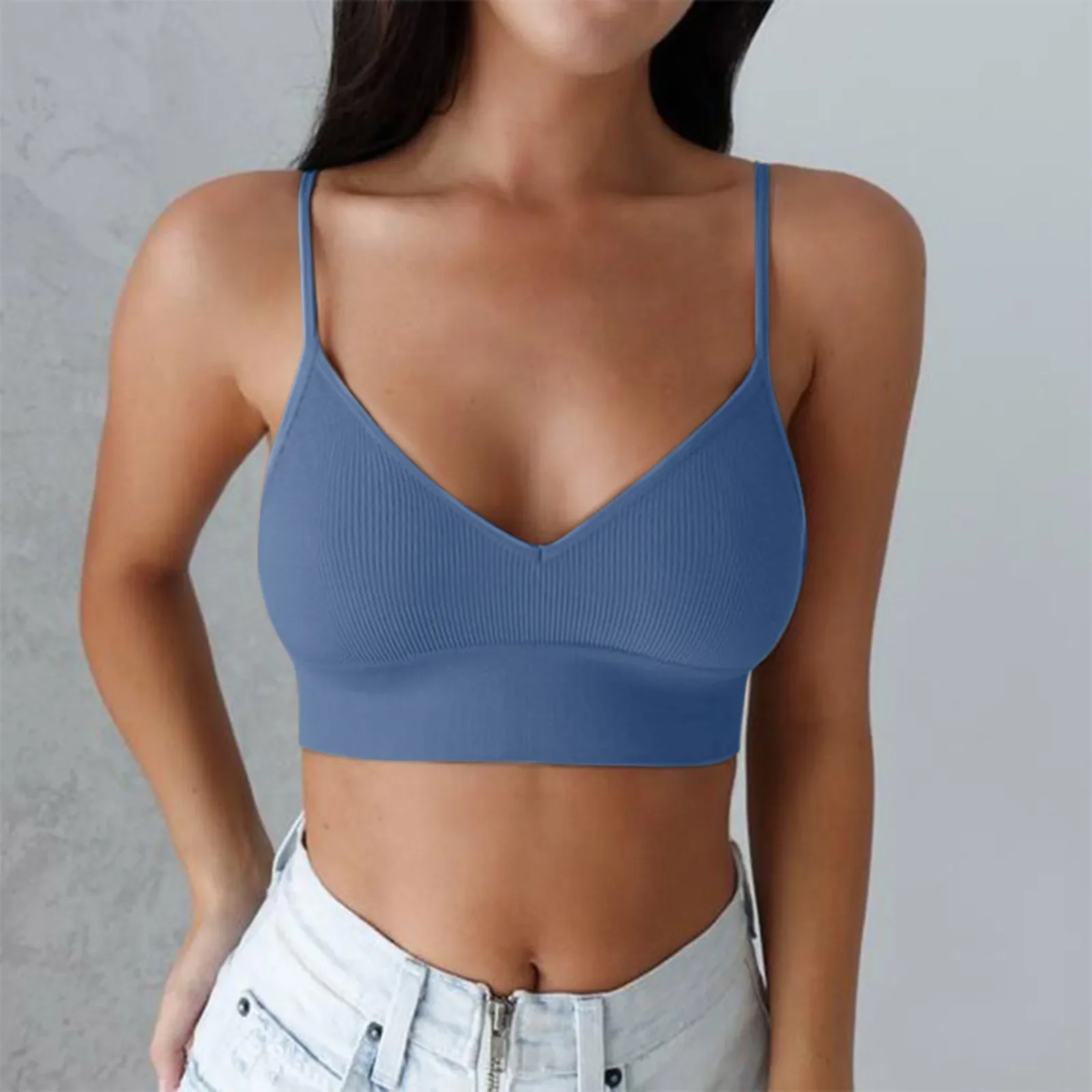 Active Tops for Women Women Padded Bralettes Sports Bras For Pack V Neck Bando Bra For Women Girls Top Cotton Women Tops Pack 2