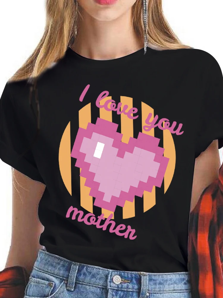 

2022 T-shirt Women Cute I Love Mother Printing Cartoon Short Sleeve Graphic Summer Fashion 90s Female Clothes Tops Tees Tshirt