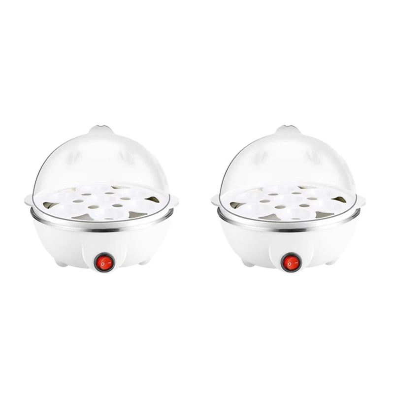 2X Electric Boiled Egg Cooker Boiler Maker Rapid Heating Stainless Steel Steamer Pan Cooking Tool,White EU Plug