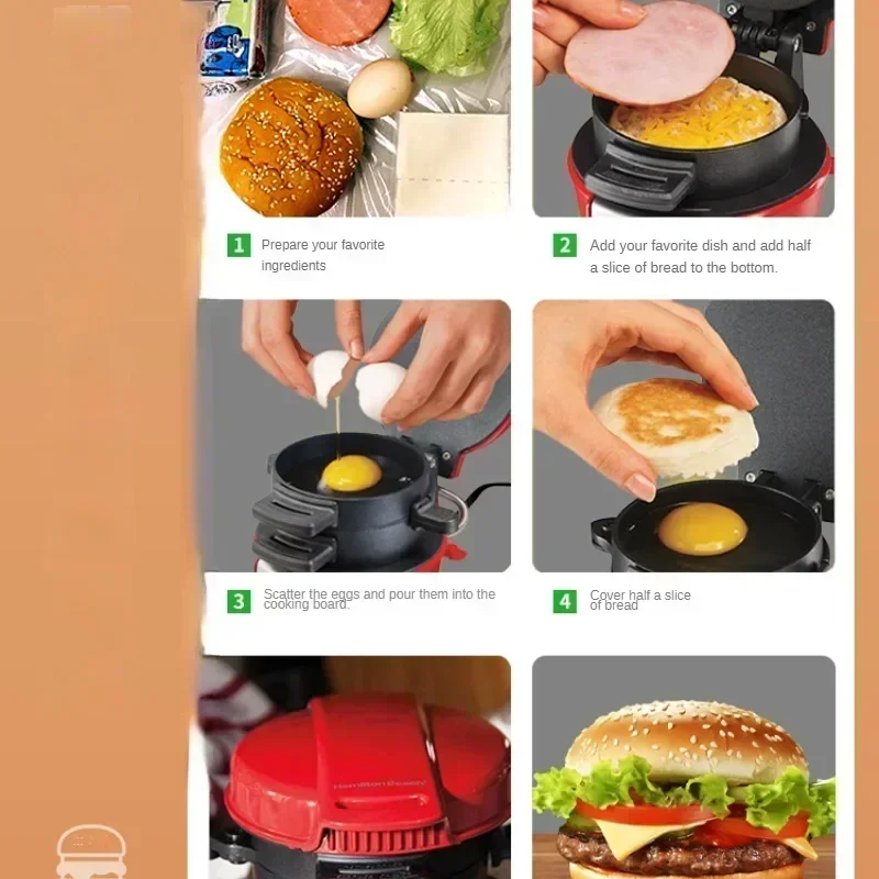 Burger Machine - Home small breakfast machine. Multi-function light food maker. For bread sandwiches toaster oven 3