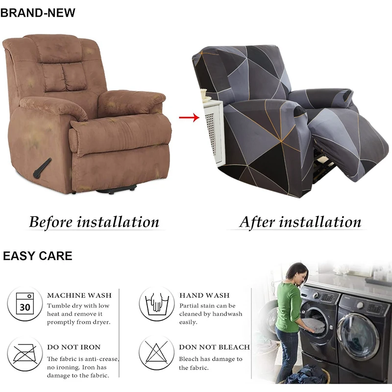 Recliner Slipcovers 4-Pieces Sofa Covers Couch Chair Cover Non Slip Reclining Furniture Protector Sofa Covers for Living Room 4