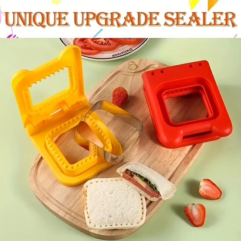 Stainless Steel + Plastic Sandwich Maker, Square Sealing And Cutting Tool, Perfect for Making Bread Slices, Ideal for Graduation