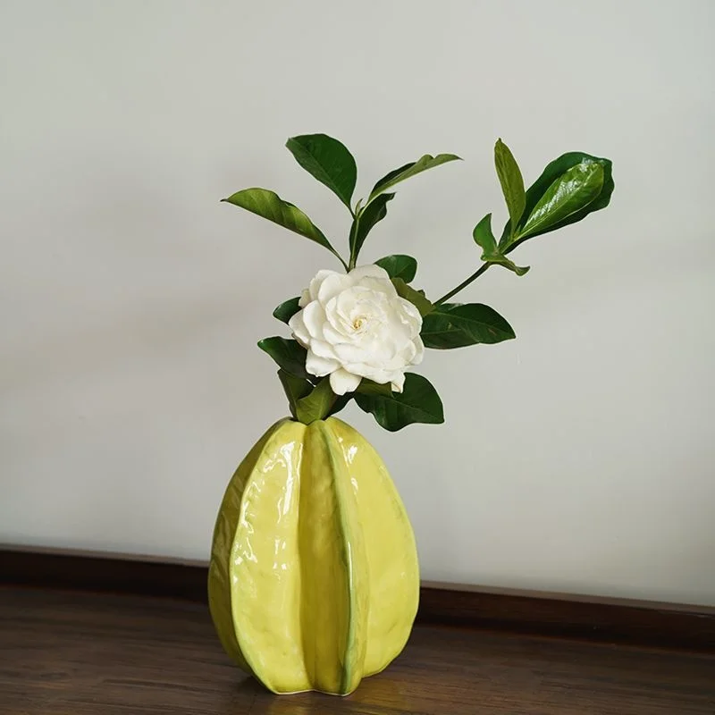 Simulazione Di Alta Bellezza Carambola Vaso In Ceramica Modern Living Room Decor Dispositivo Di Composizione Floreale Starfruit Vaso Decorazione Casa
