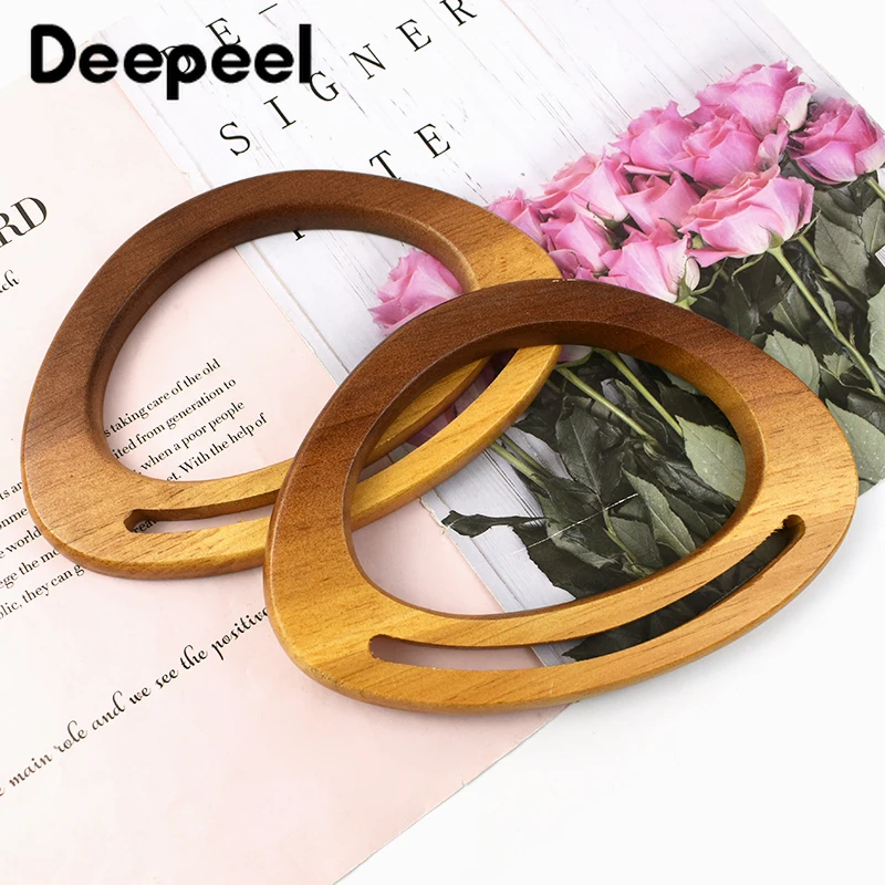 1/2/4Pcs Deepeel 18*13cm Solid D-shaped Wooden Bag Handle Women Handbag Woven-Bags Ring Purse Frame DIY Handmade Accessories crystal shiny rhinestone diamond bling woven handmade strap for handbag purse crossbody bag strap glitter belt bag accessories